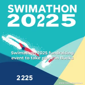 Artistic representation for Swimathon 2025 fundraising event to take place in Bucks